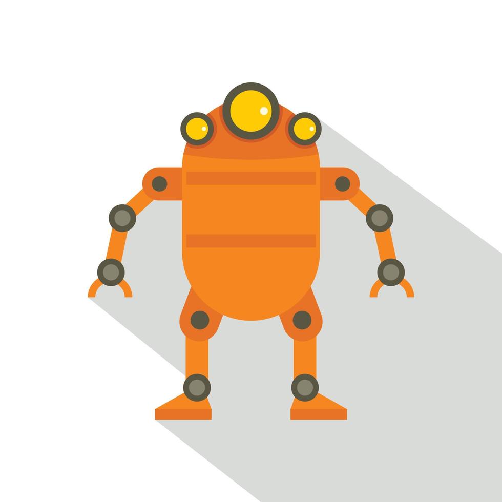 icono de robot abstracto naranja, estilo plano vector