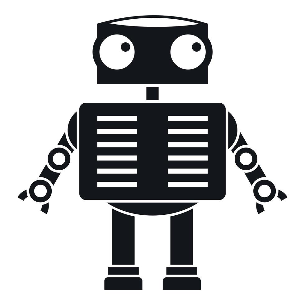 Robot with big eyes icon, simple style vector