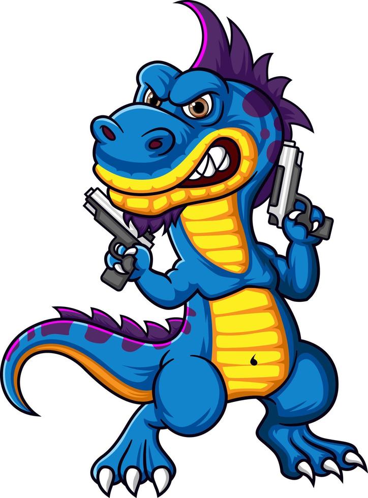 personaje de dinosaurio aterrador con armas vector