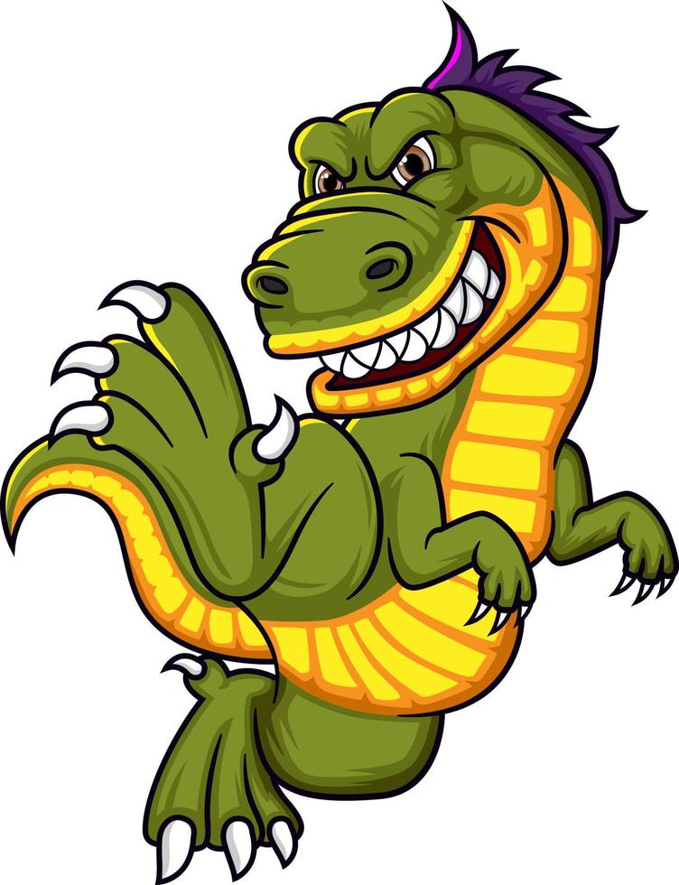 Angry dinosaur with jumping pose vector