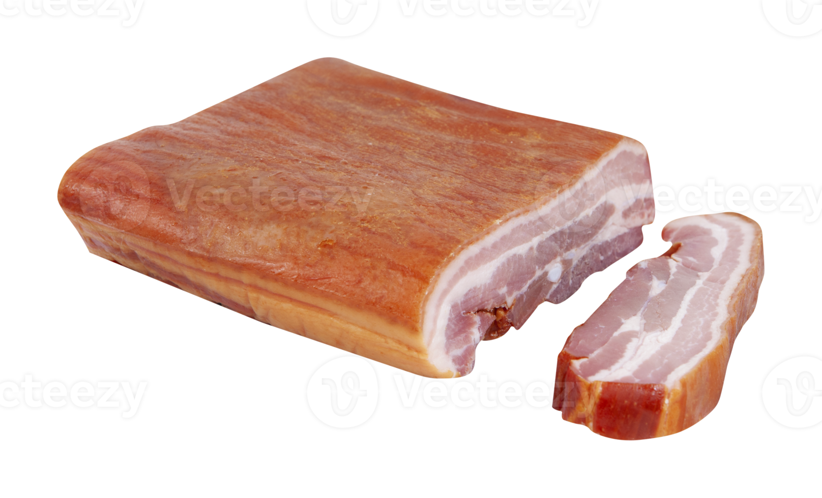 Smoked Pork Bacon Slices with cut out isolated on background transparent png