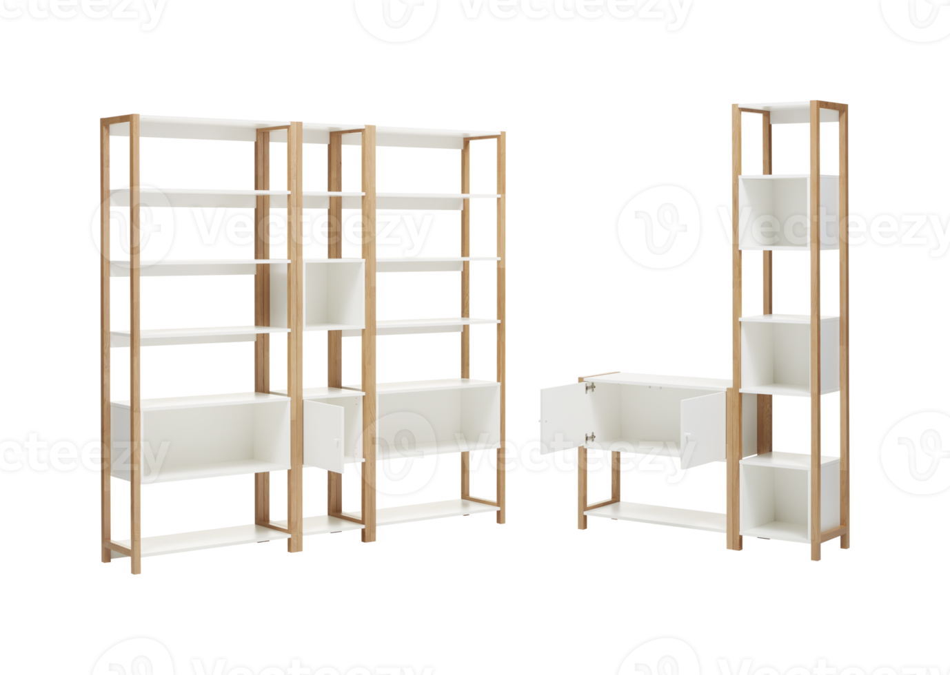 Modern wooden cabinet with cut out isolated on background transparent png