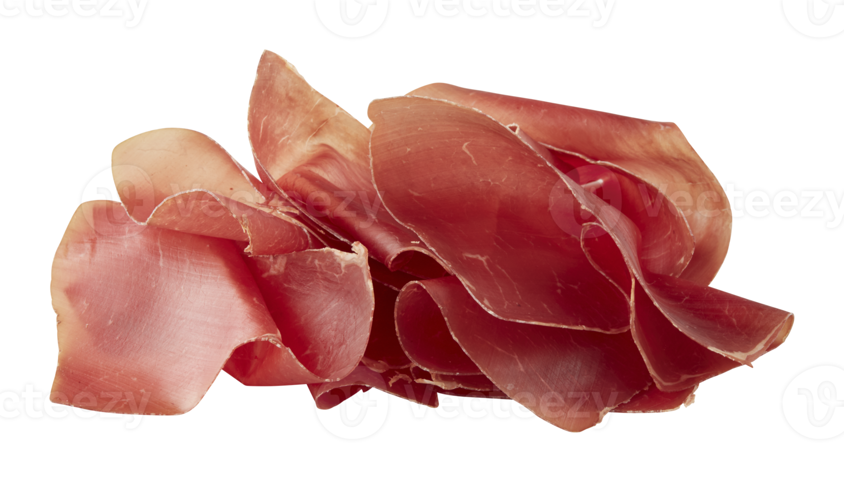 Ham, fresh smoked pork slices with cut out isolated on background transparent png