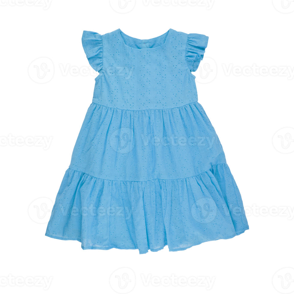 Enfants bleu robe bébé fille avec découpe isolé sur fond transparent png