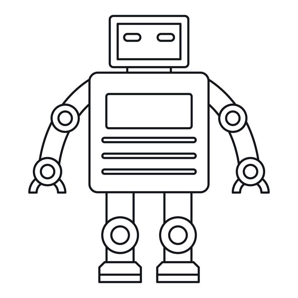 Robot with a square head icon, outline style vector