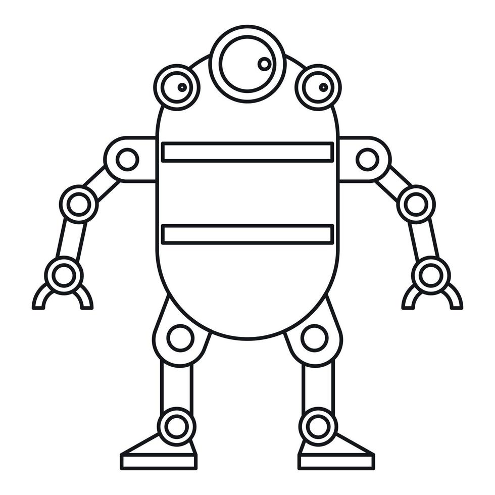 Cute robot icon, outline style vector