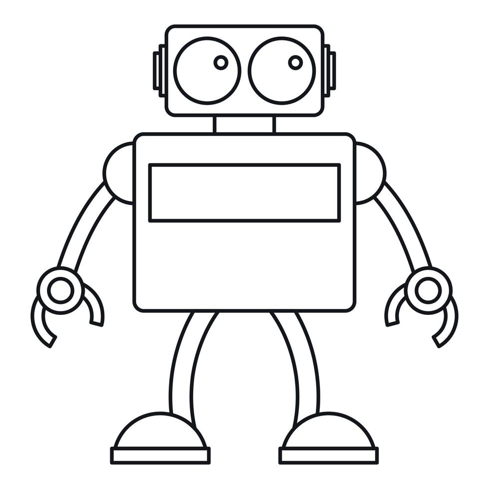 Retro robot icon, outline style vector