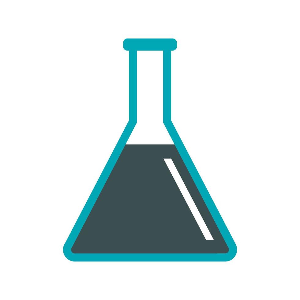 Conical flask test tube with oil icon, flat style vector