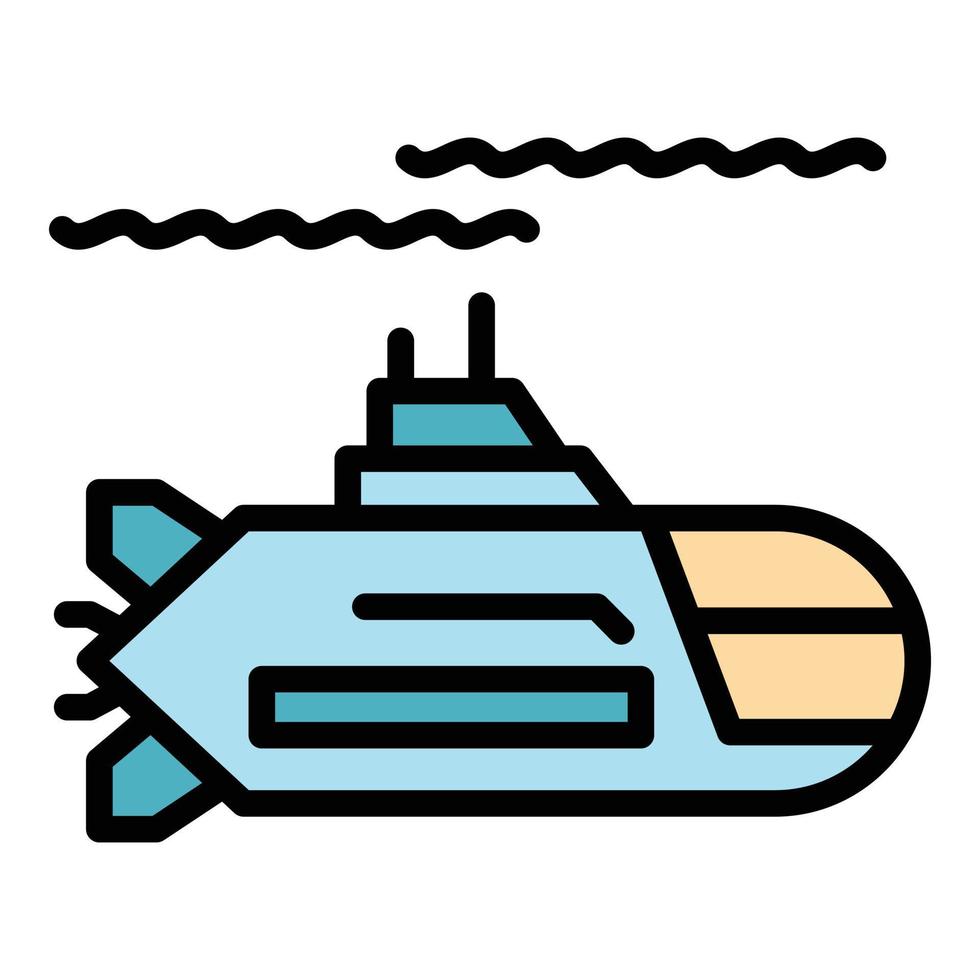 vector de contorno de color de icono submarino