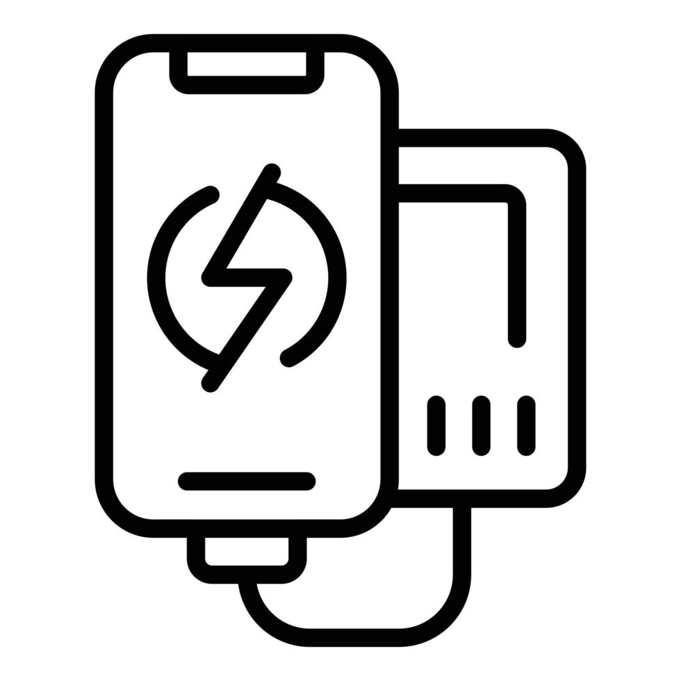 Phone charging icon outline vector. Power charger vector