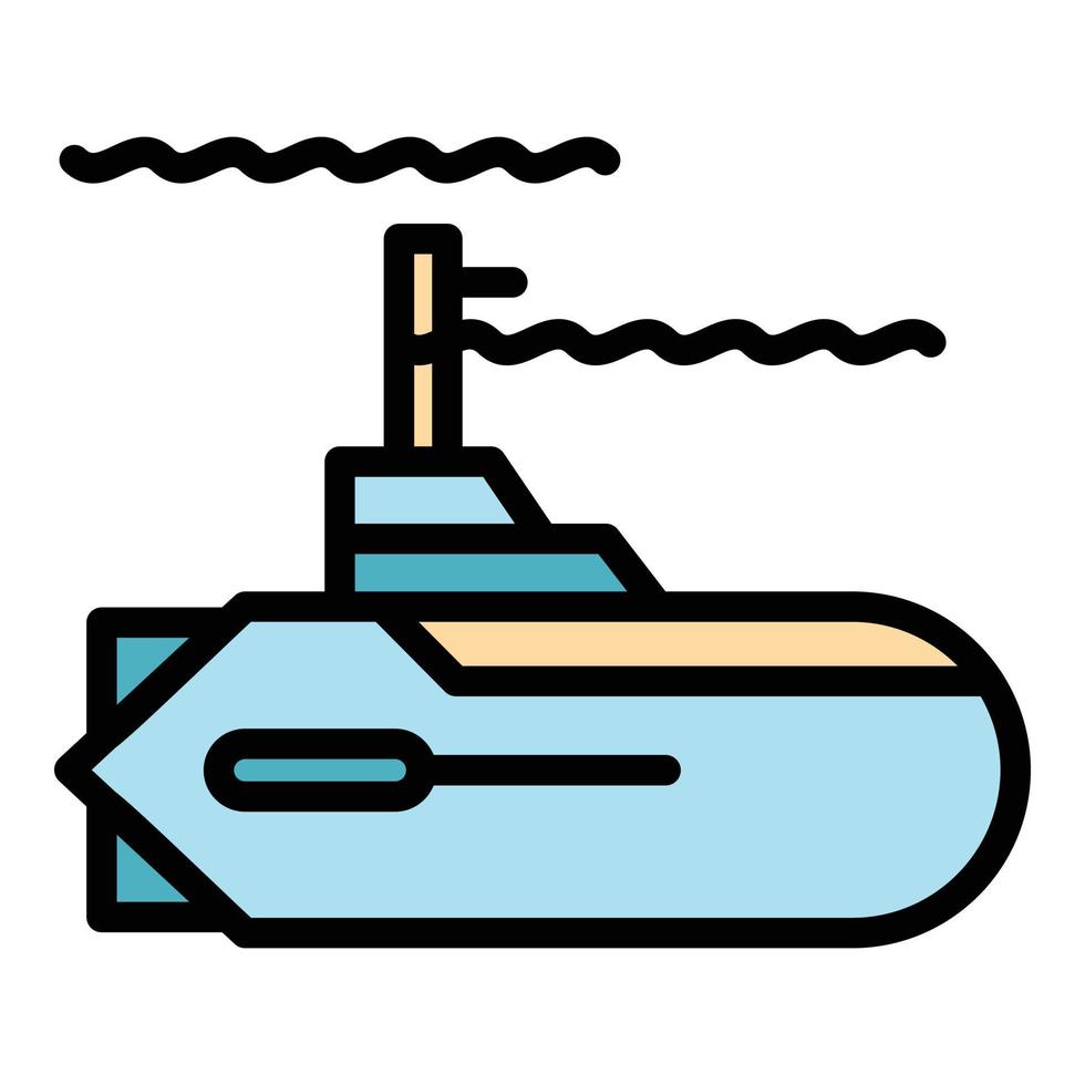 vector de esquema de color de icono de submarino de defensa