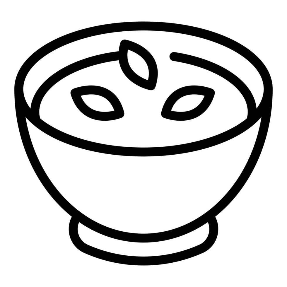 vector de contorno de icono de sopa de crema rústica. comida vegetal