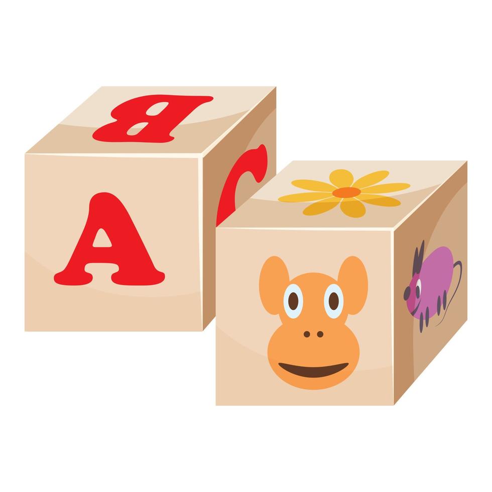 Baby cubes icon, cartoon style vector