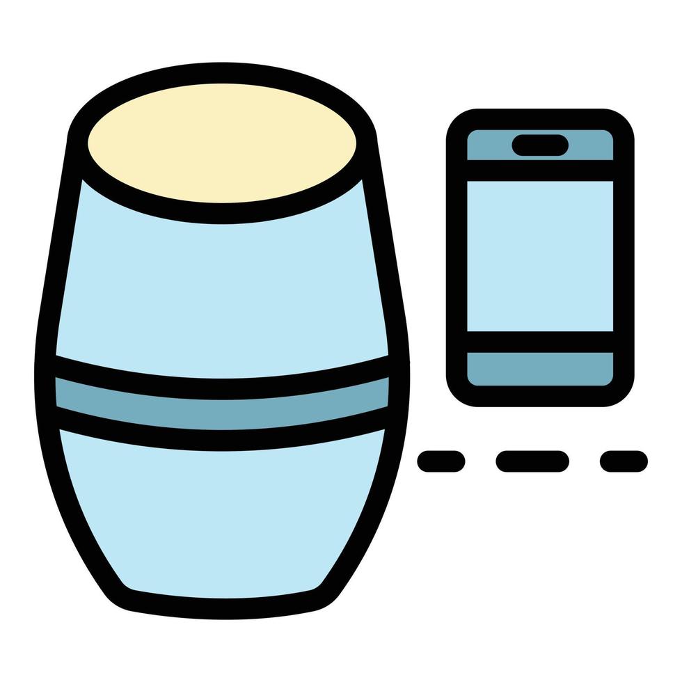 Smart speaker smartphone icon color outline vector