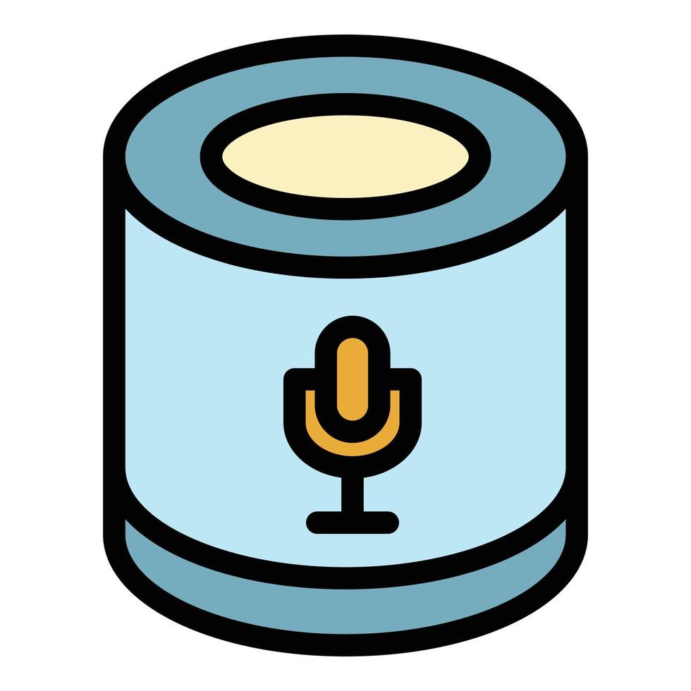 Smart speaker microphone icon color outline vector