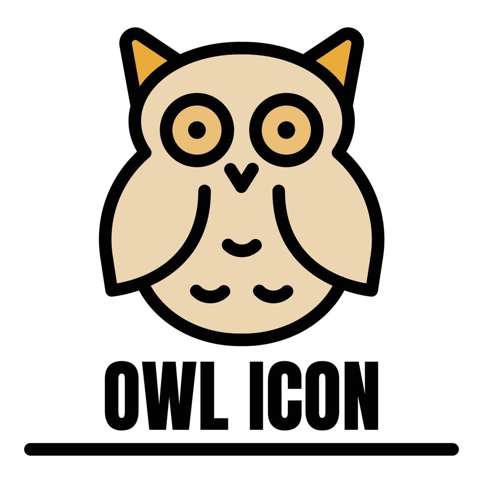 Owl bird icon color outline vector