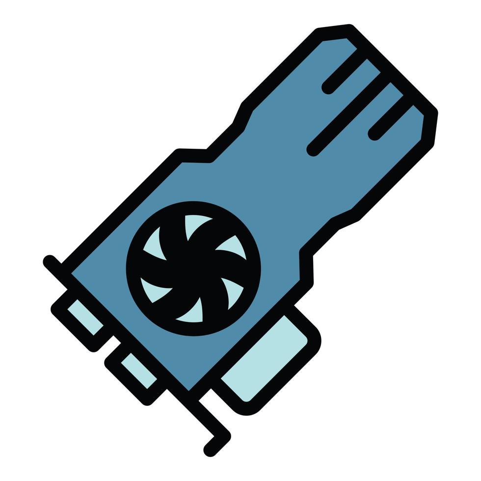 Mining video card icon color outline vector