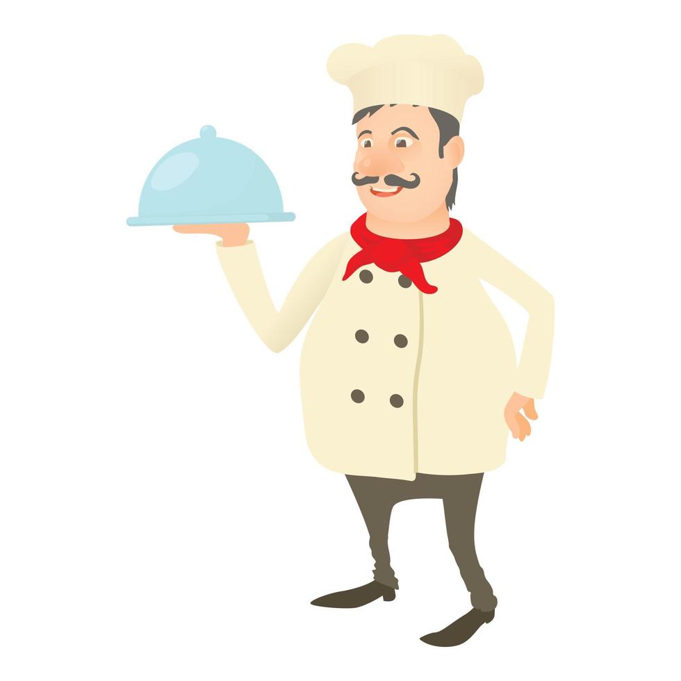 chef con icono de plato, estilo de dibujos animados vector