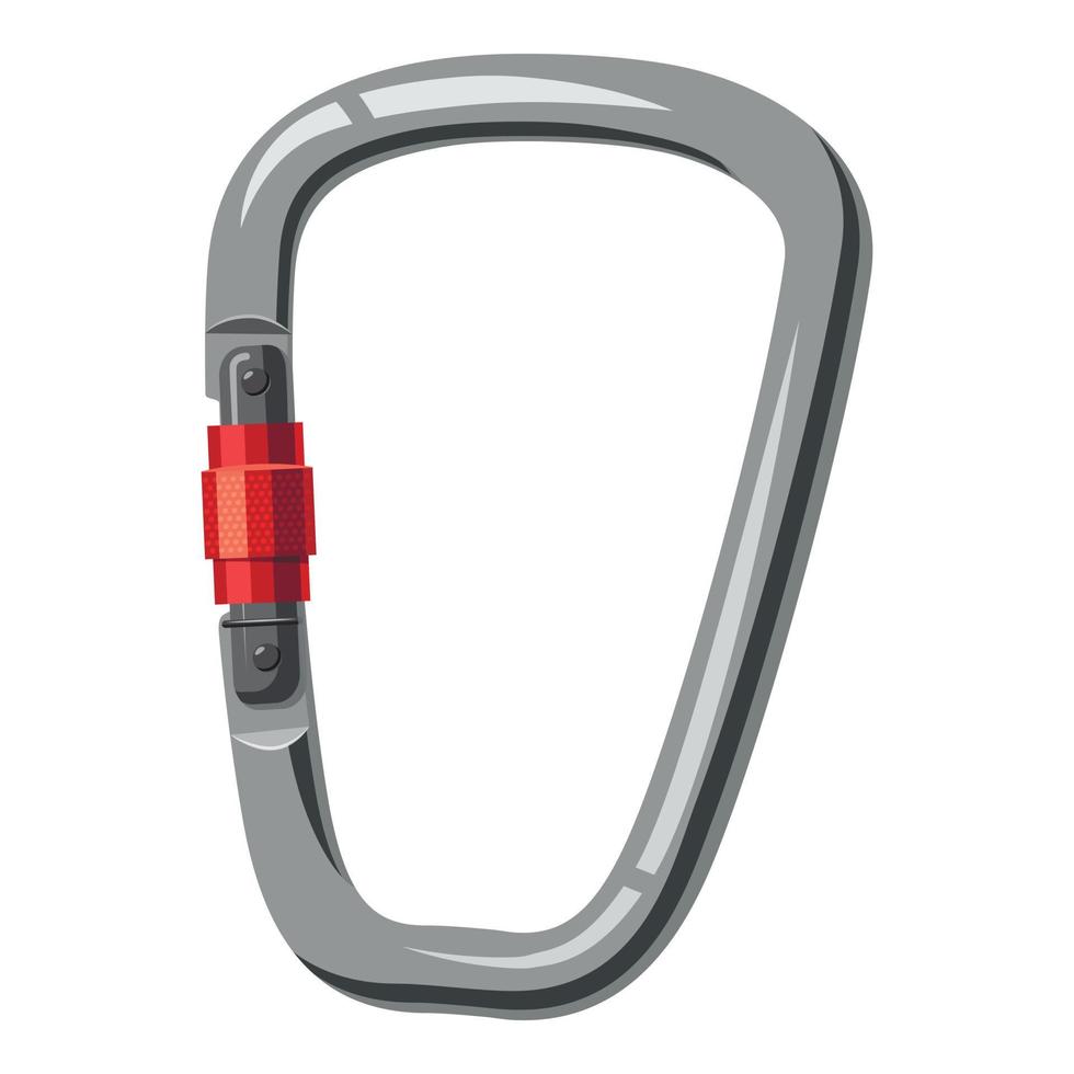 Carabiner icon, cartoon style vector
