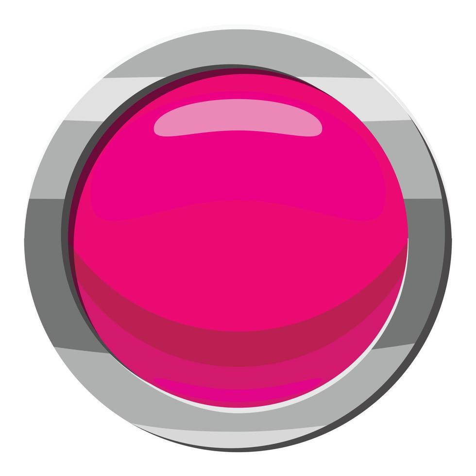 icono de botón rosa, estilo de dibujos animados vector