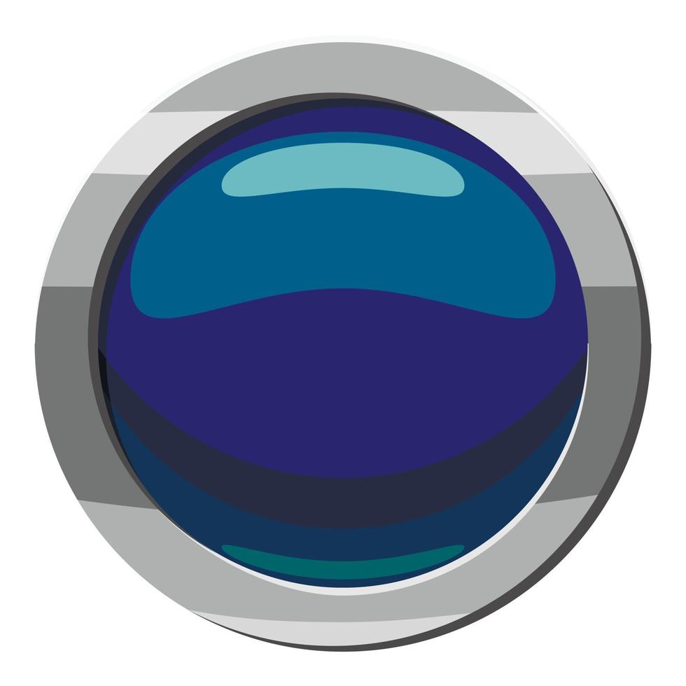 Blue button icon, cartoon style vector