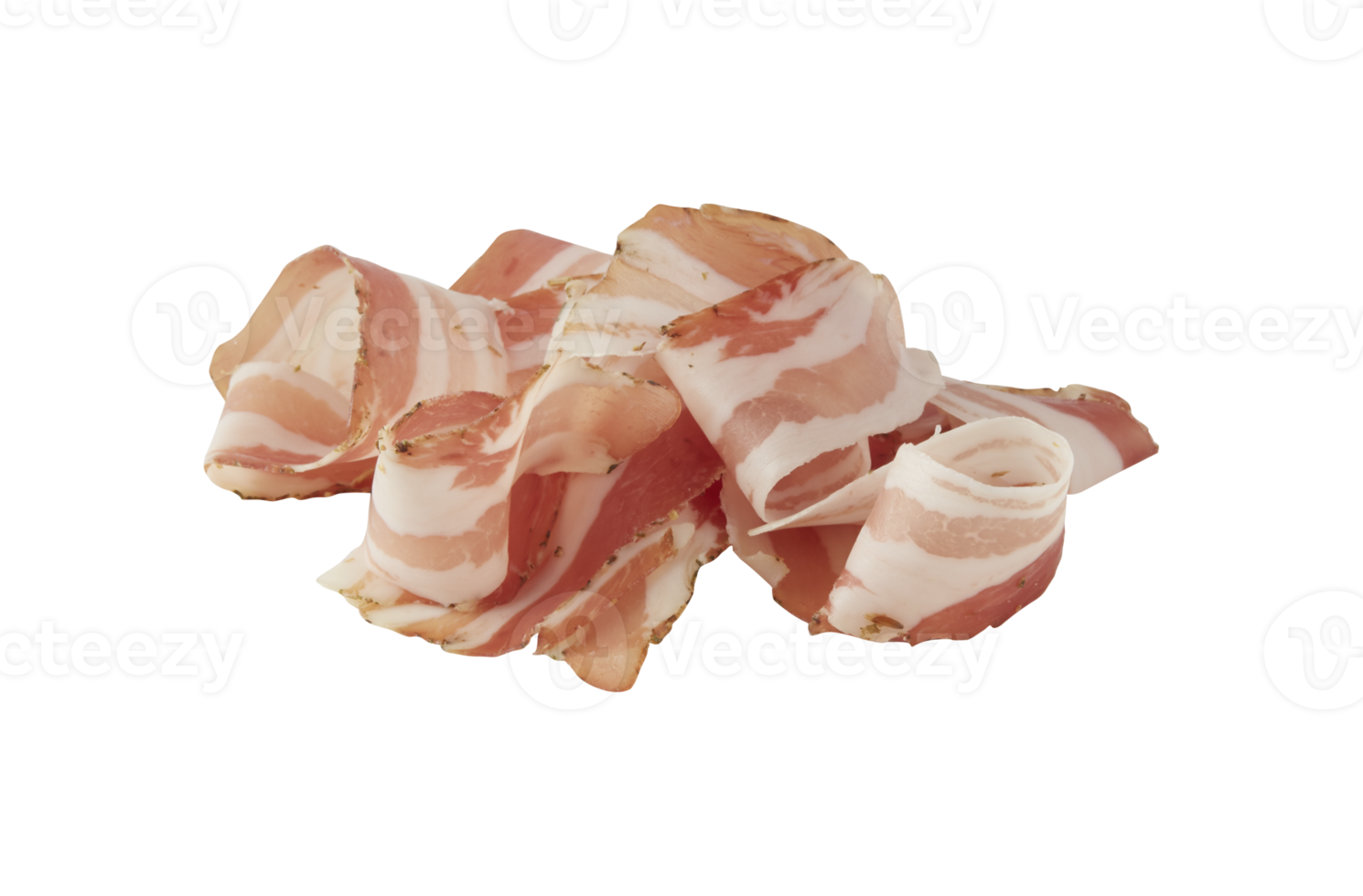 Ham, fresh smoked pork slices with cut out isolated on background transparent png