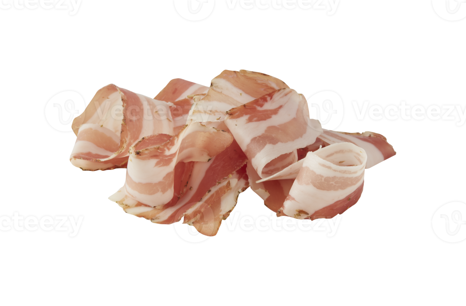 jamón, lonchas de cerdo ahumadas frescas con un corte aislado en el fondo transparente png