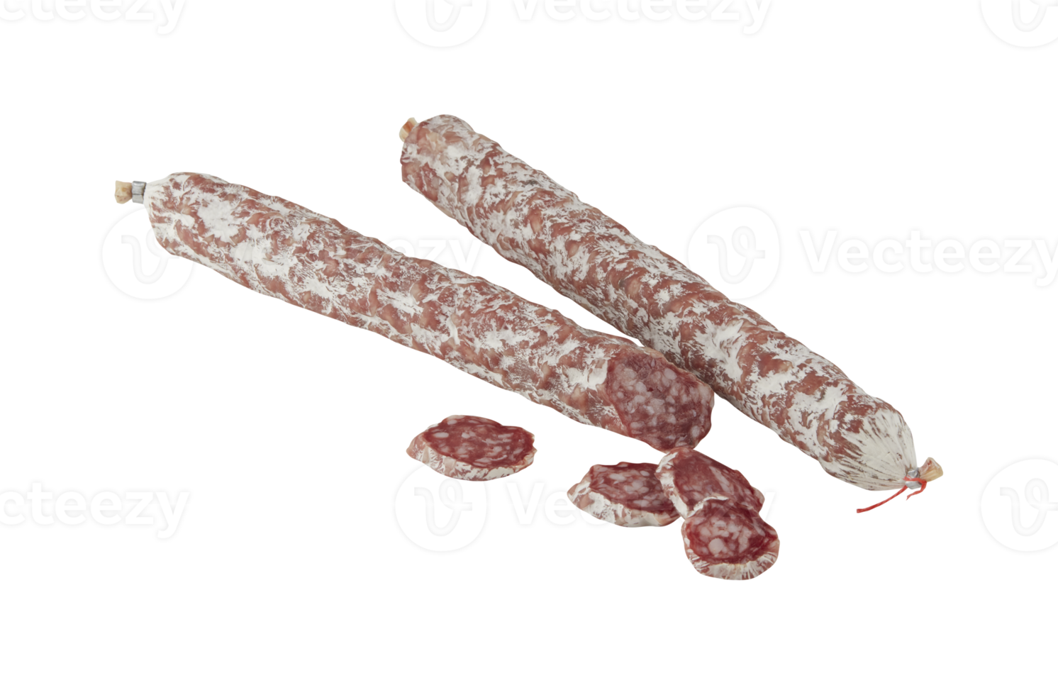Cured salami sausage with cut out isolated on background transparent png
