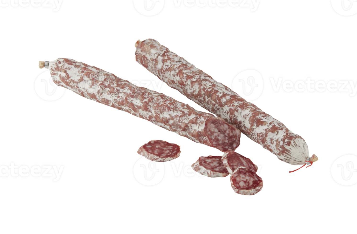 Salsicha de salame curado com recorte isolado em fundo transparente png