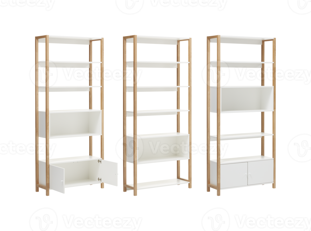 Modern wooden cabinet with cut out isolated on background transparent png