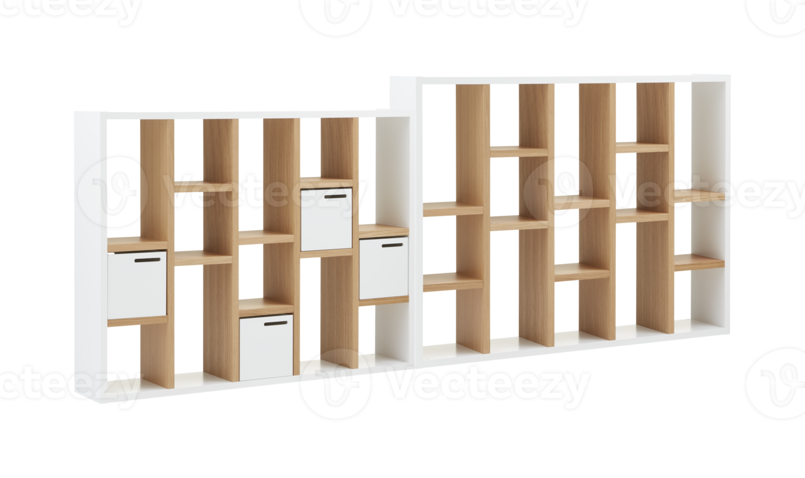 Modern wooden cabinet with cut out isolated on background transparent png