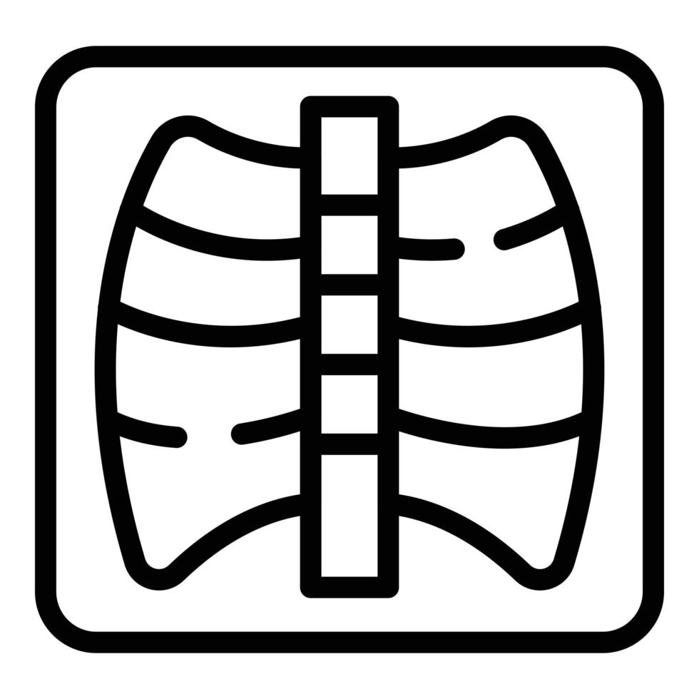 vector de contorno de icono de imagen de radiografía de tórax. equipo de hueso