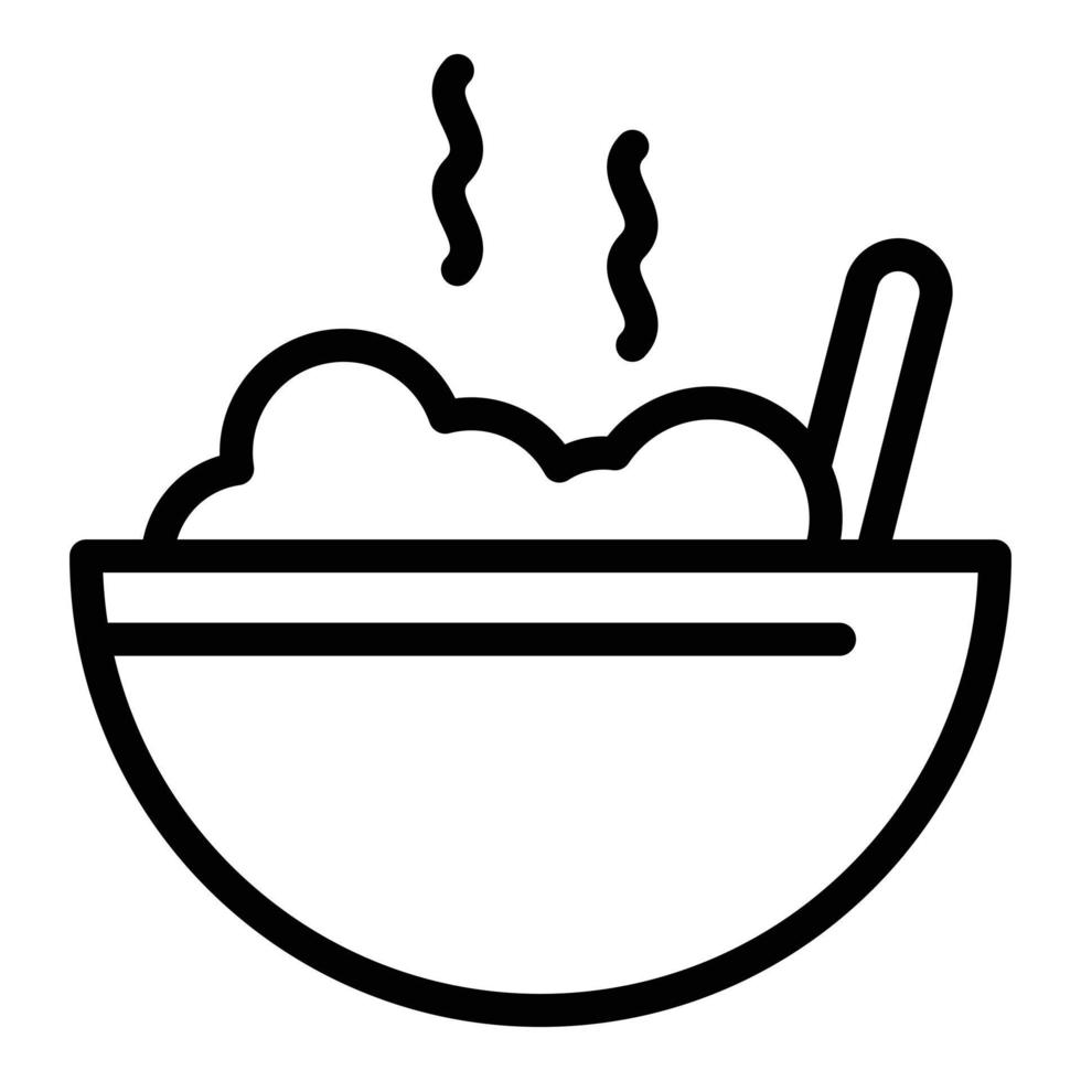 Hot food bowl icon outline vector. Soup meal vector