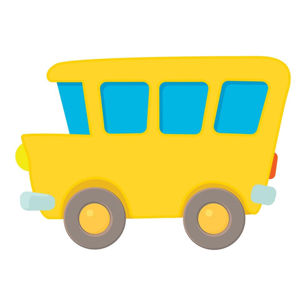 icono de autobús escolar, estilo de dibujos animados vector