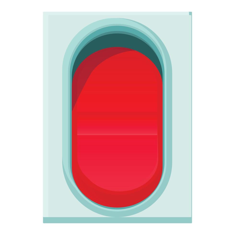 Red switch icon, cartoon style vector