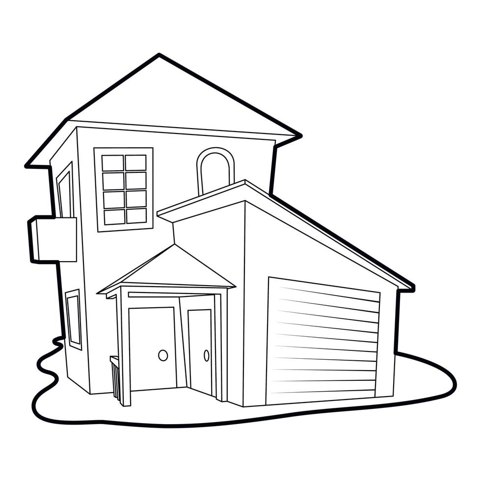 Modern house icon, outline style vector