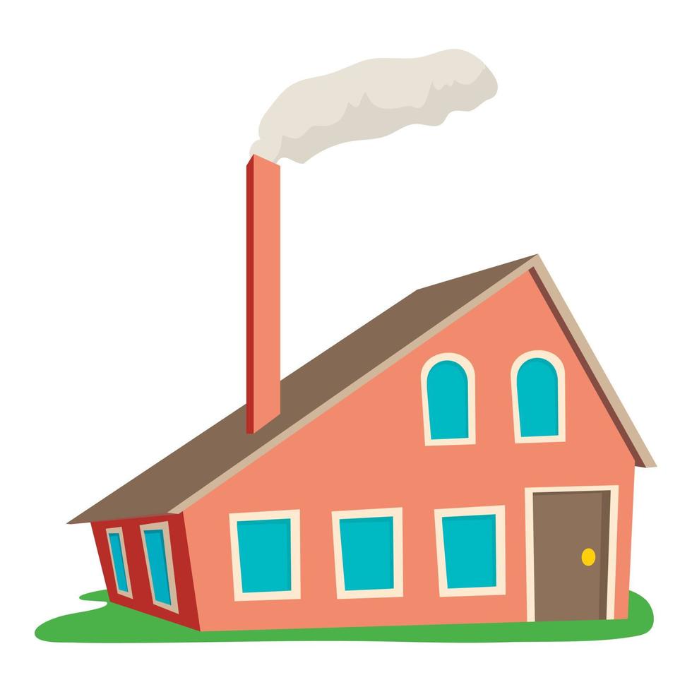 House with chimney icon, cartoon style vector