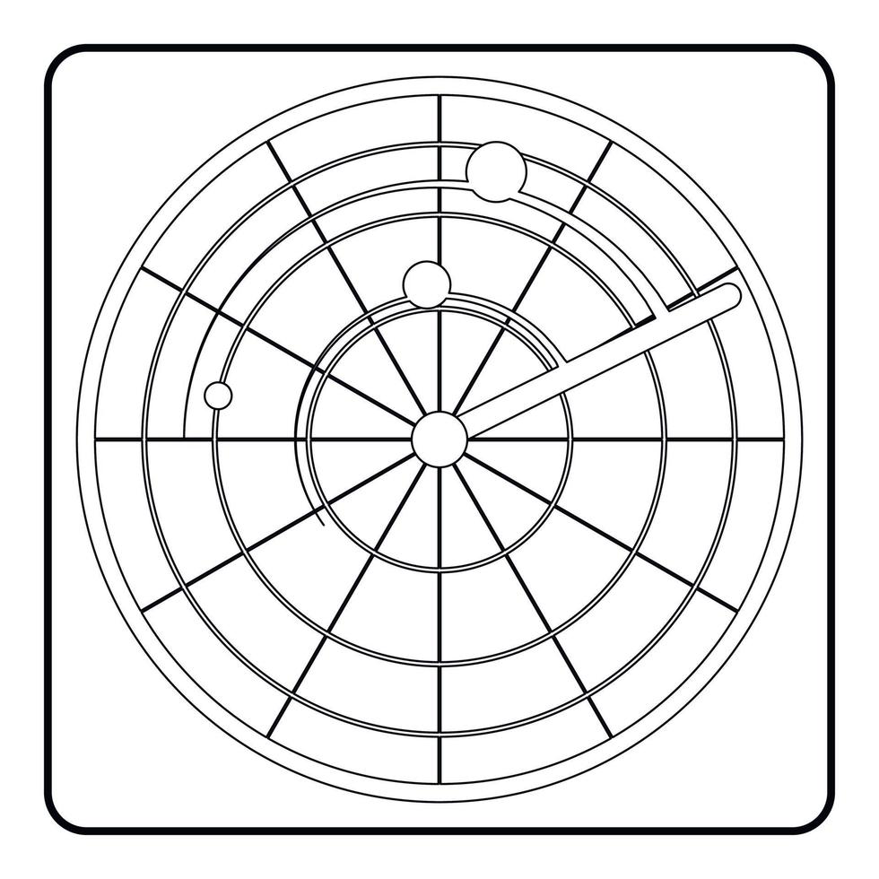 icono de radar, estilo de contorno vector