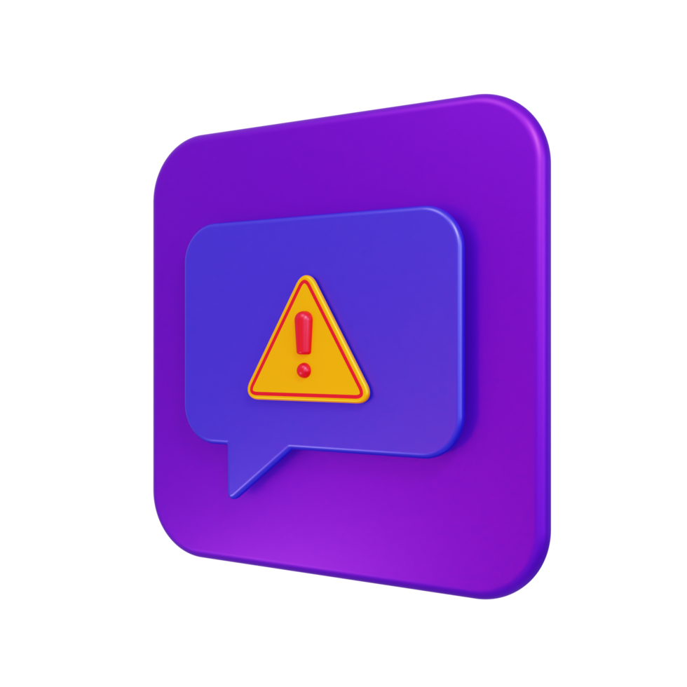 icono de chat de alerta ilustración 3d png