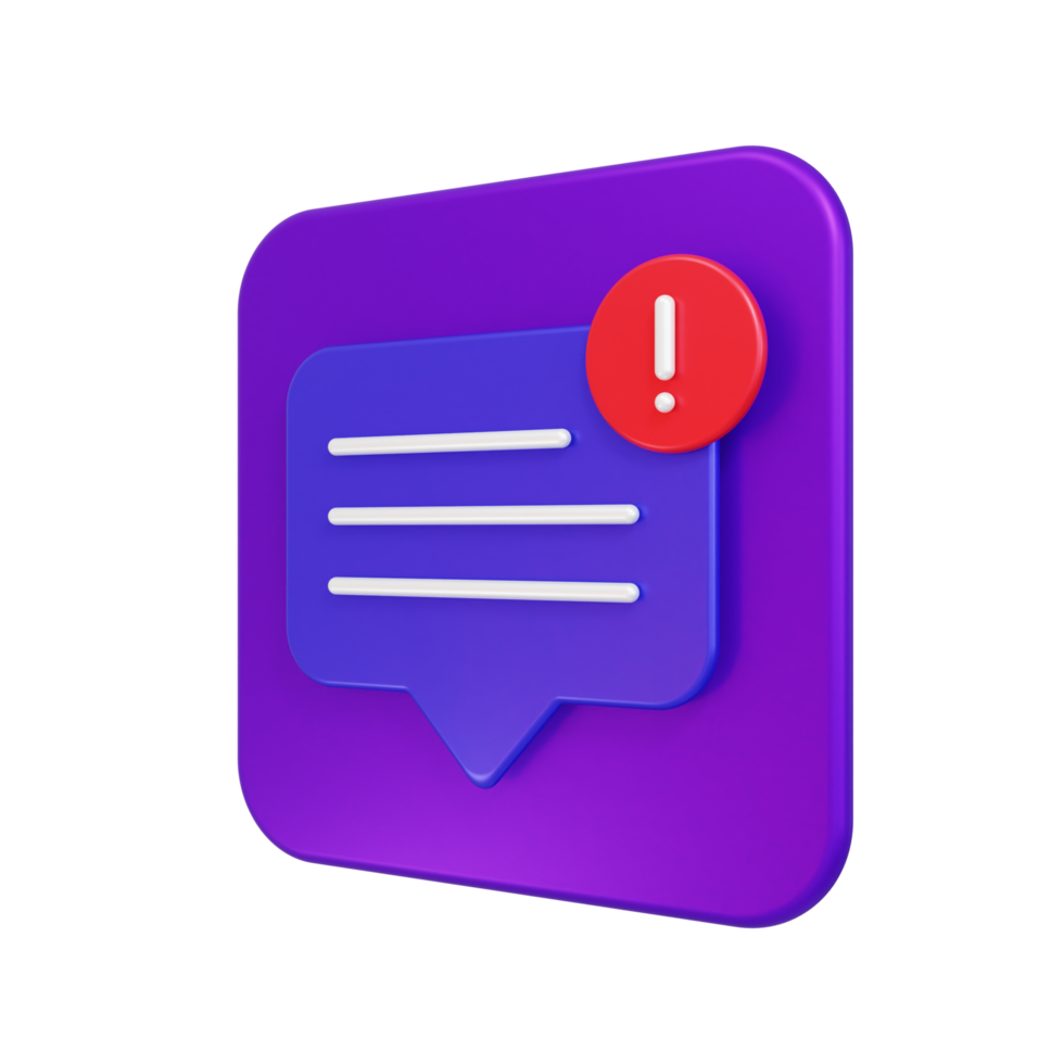 Alarm-Chat-Symbol 3D-Illustration png