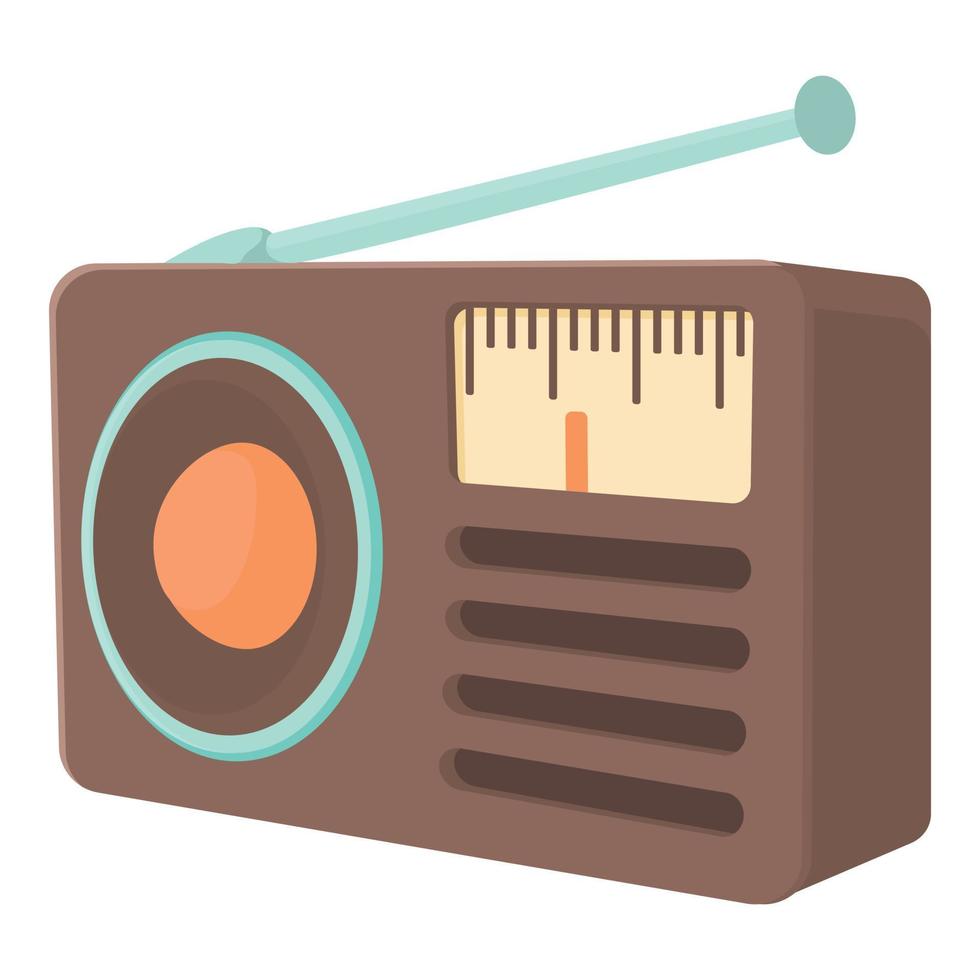 Retro radio receiver icon, cartoon style vector