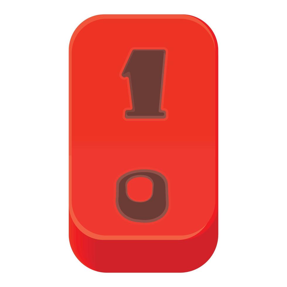 Red on or off switch icon, cartoon style vector