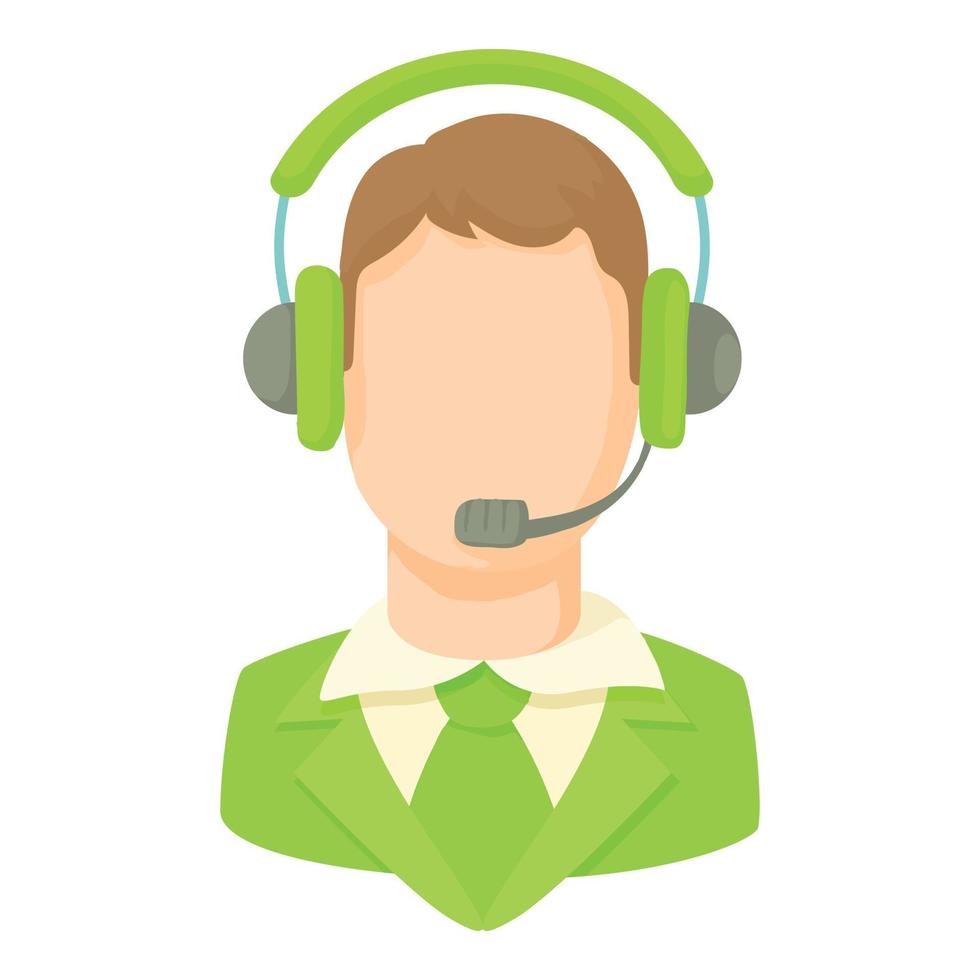 Man with a headset icon, cartoon style vector