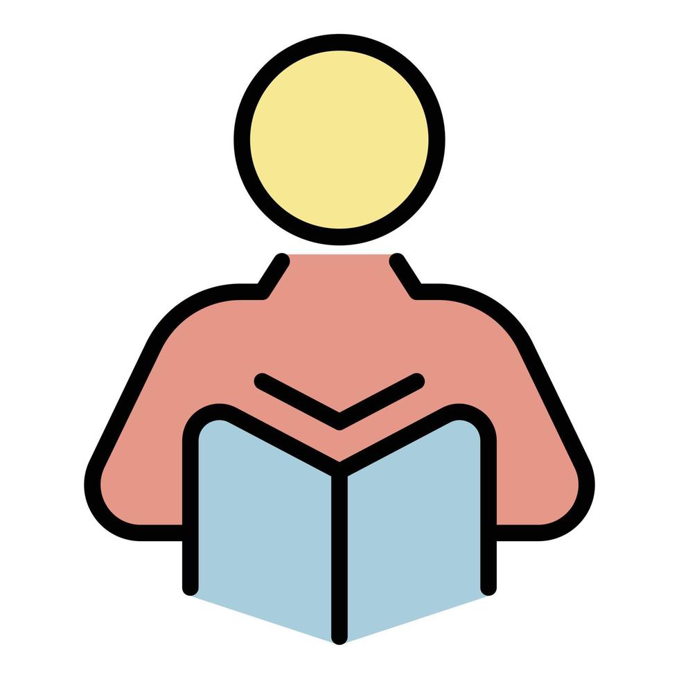 Man is reading a book icon color outline vector