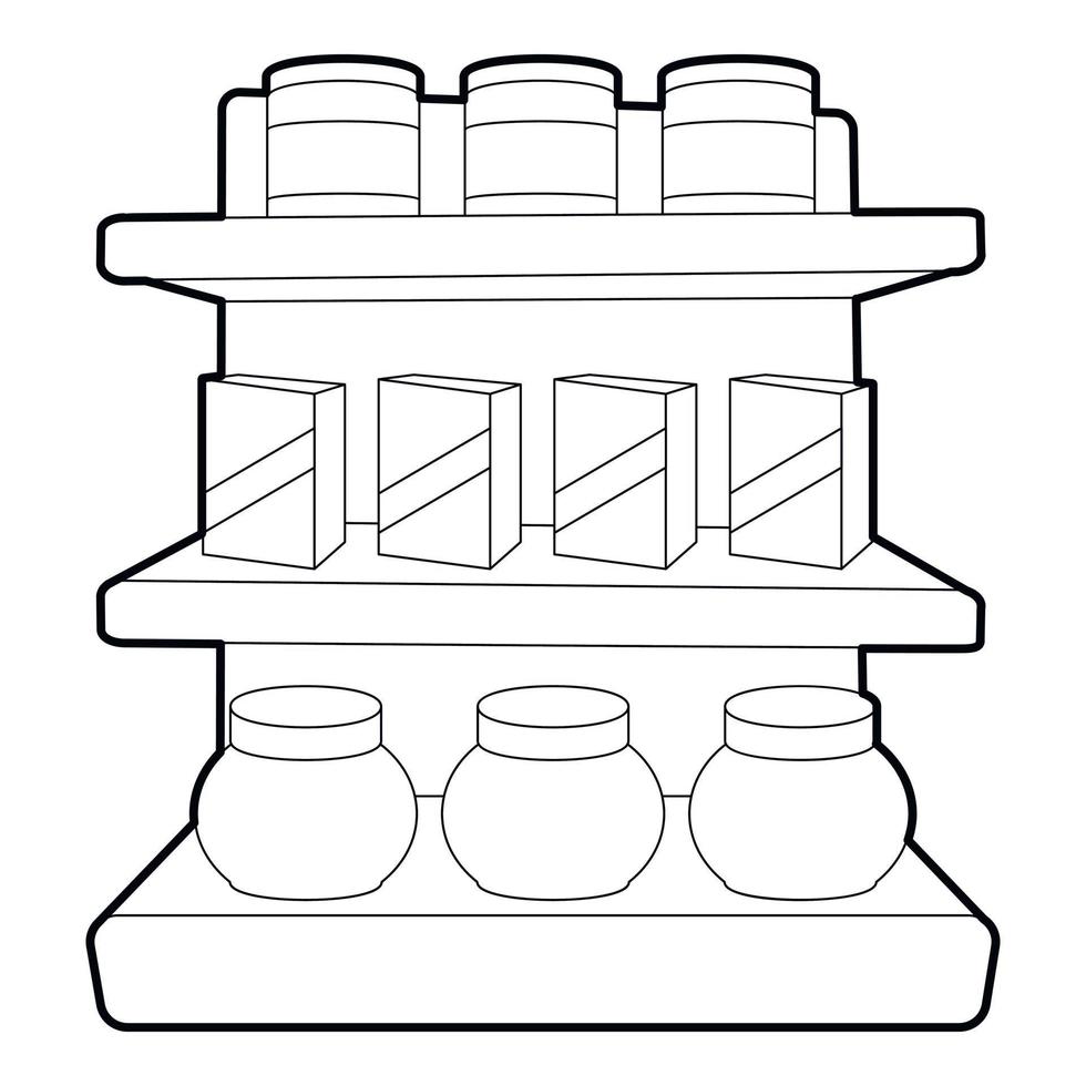 Shop shelves icon, outline style vector