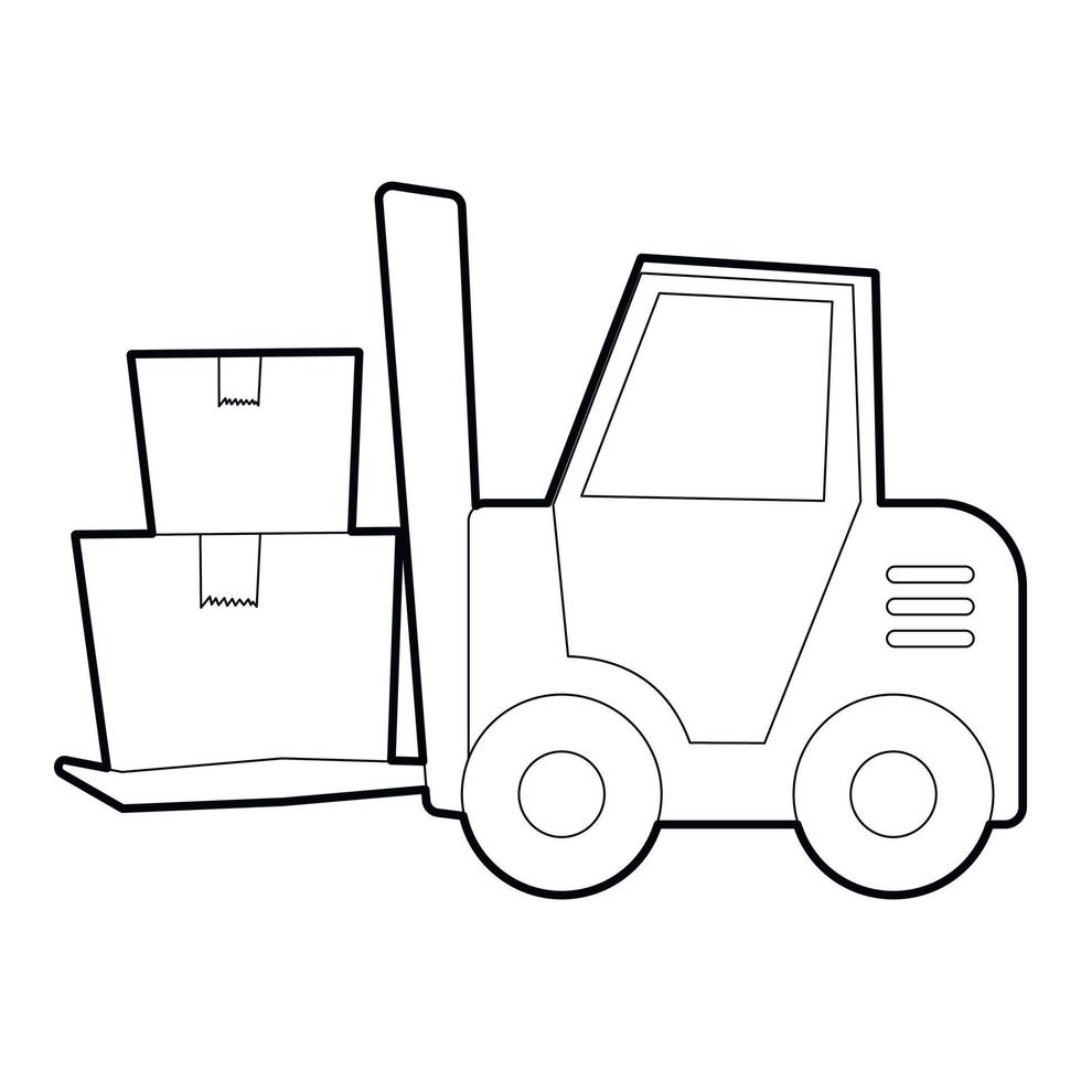 Forklift icon, outline style vector