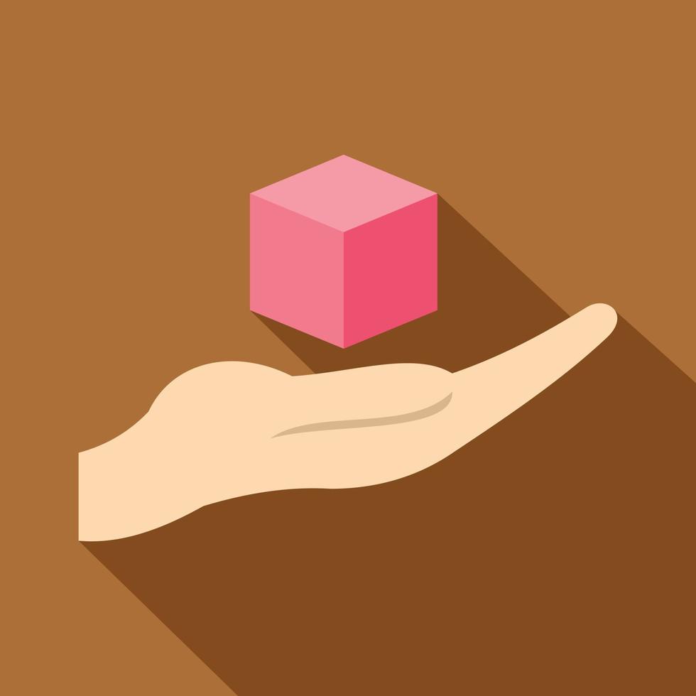 Pink cube 3d model icon, flat style vector