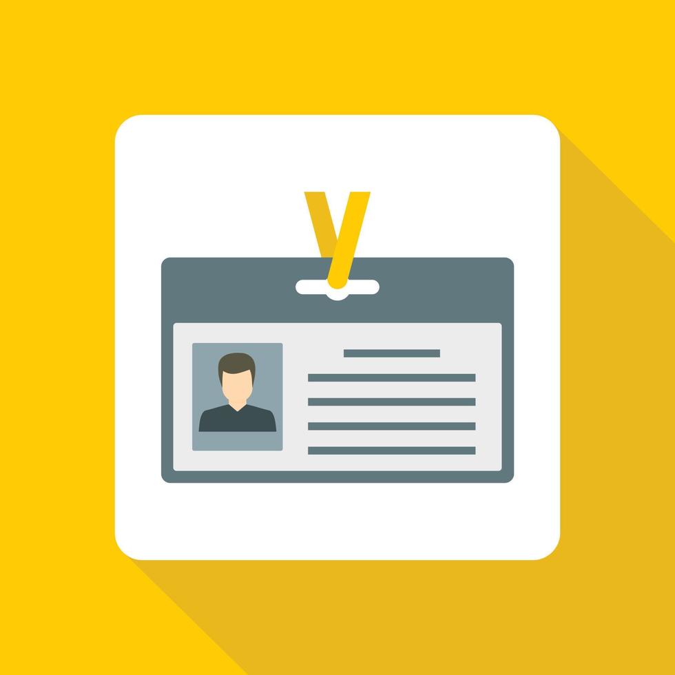 Identification card icon, flat style vector