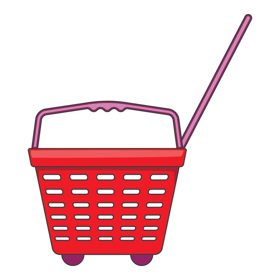 Shop basket with wheels icon, cartoon style vector