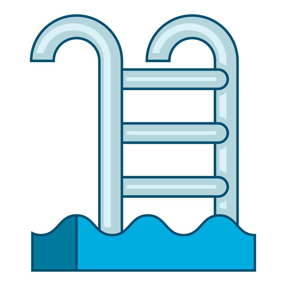 Pool with stairs icon, cartoon style vector